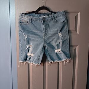Light Blue Distressed Denim Women's Shorts